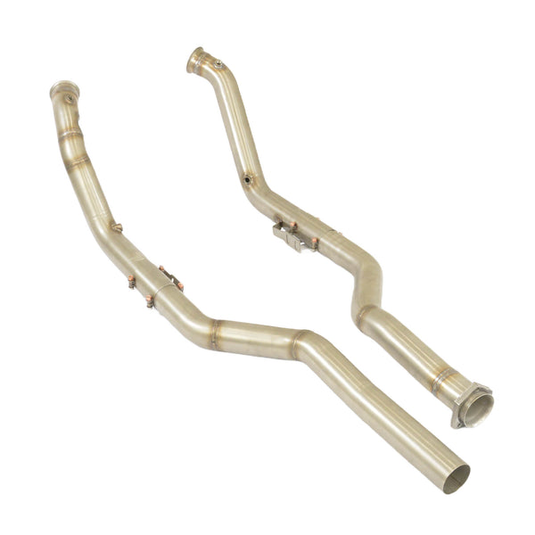 Mercedes Mercedes W220 S Turbo downpipe kit + Front pipe right - left (Replaces OEM catalytic converter) 845811 Mercedes Mercedes W220 S Turbo downpipe kit + Front pipe right - left (Replaces OEM catalytic converter) 845811