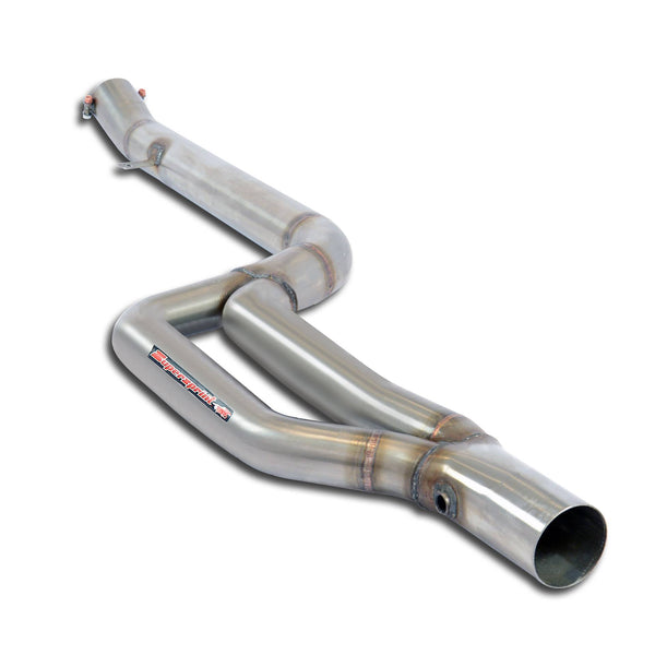 ALTERNATIVE:100% stainless steel "TWIN PIPE DESIGN" systemfor OEM rear bumper(left side exit)