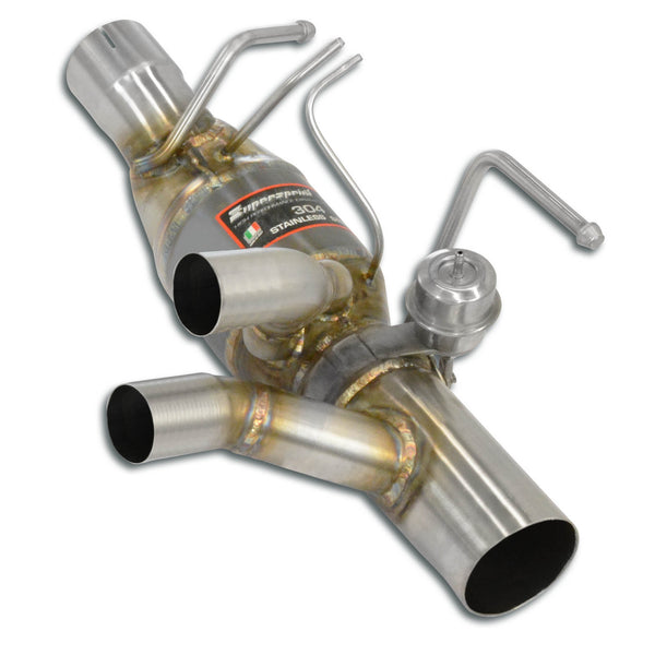 100% Stainless steel system.It fits the Stock primary-catalytic converter / downpipes.This system displaces the Stock GPF particle filters, which are replaced by HJS MOTORSPORT hi-flowing catalytics.Full kit only