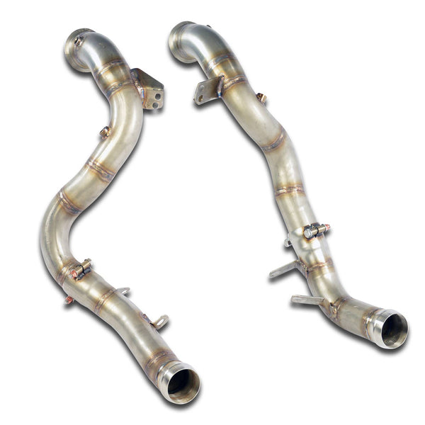 100% Stainless steel system 2 x Ø70mmFor the models with offset placement of the right & left turbochargers