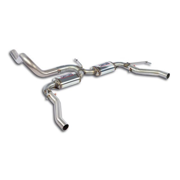 100% Stainless steel rear exhaustFor "308 GTi" rear bumperFor the models with a letf-side exit only exhaust, it is necessary to mount the original muffler support on the right side (cod. 9675078380)