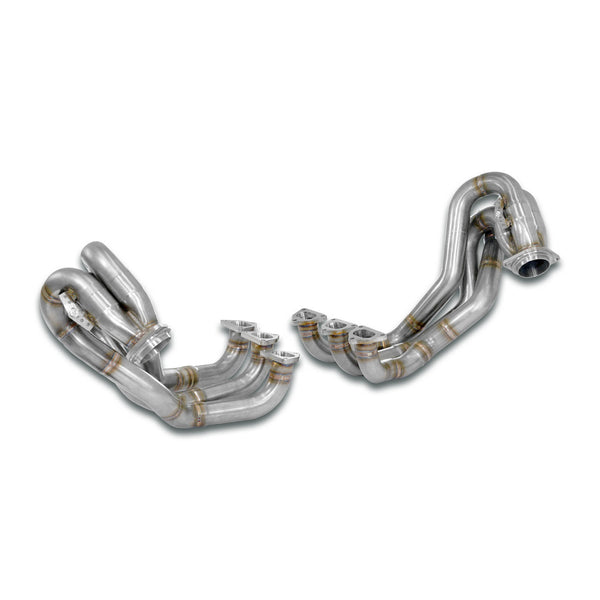 100% Stainless steel system "Long Tube Headers" with central exit, for "Porsche Cup" rear bumperOversize 2 x Ø65mmFull kit only